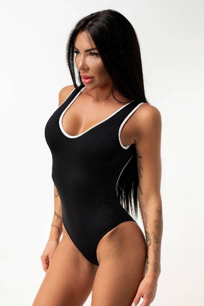 One-piece Swimsuit Black French Style